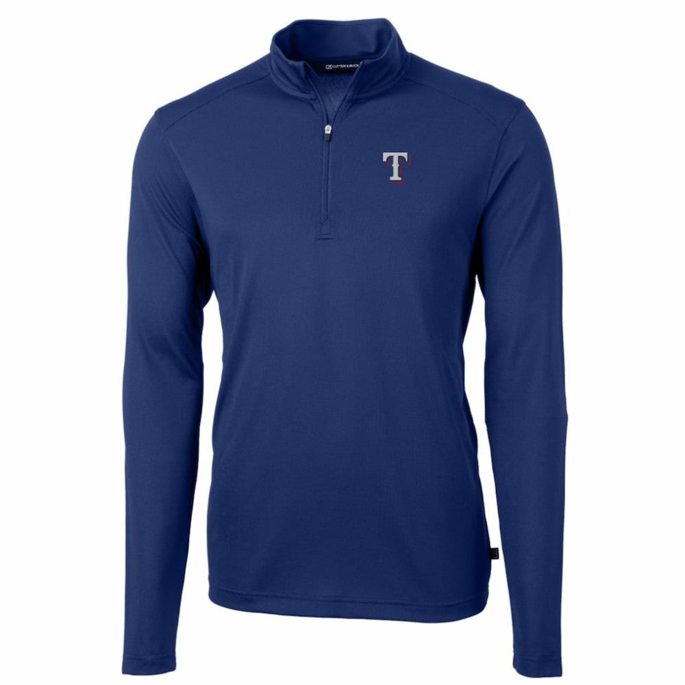 Royal Texas Rangers Cutter & Buck Big & Tall Virtue Eco Pique Quarter-Zip Pullover Jacket
