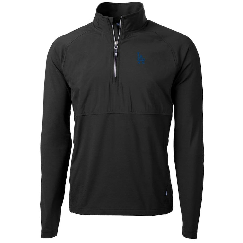 Black Los Angeles Dodgers Cutter & Buck Adapt Eco Knit Hybrid Recycled Quarter-Zip Pullover Jacket