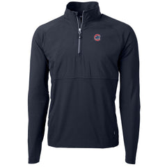 Navy Chicago Cubs Cutter & Buck Adapt Eco Knit Hybrid Recycled Quarter-Zip Pullover Jacket