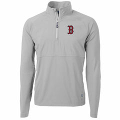 Gray Boston Red Sox Cutter & Buck Adapt Eco Knit Hybrid Recycled Quarter-Zip Pullover Jacket