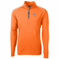 Orange Houston Astros Cutter & Buck Adapt Eco Knit Stretch Recycled Quarter-Zip Pullover Jacket