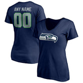 Women's Team Authentic Personalized Name & Number V-Neck T-Shirt - Seattle Seahawks T-shirts