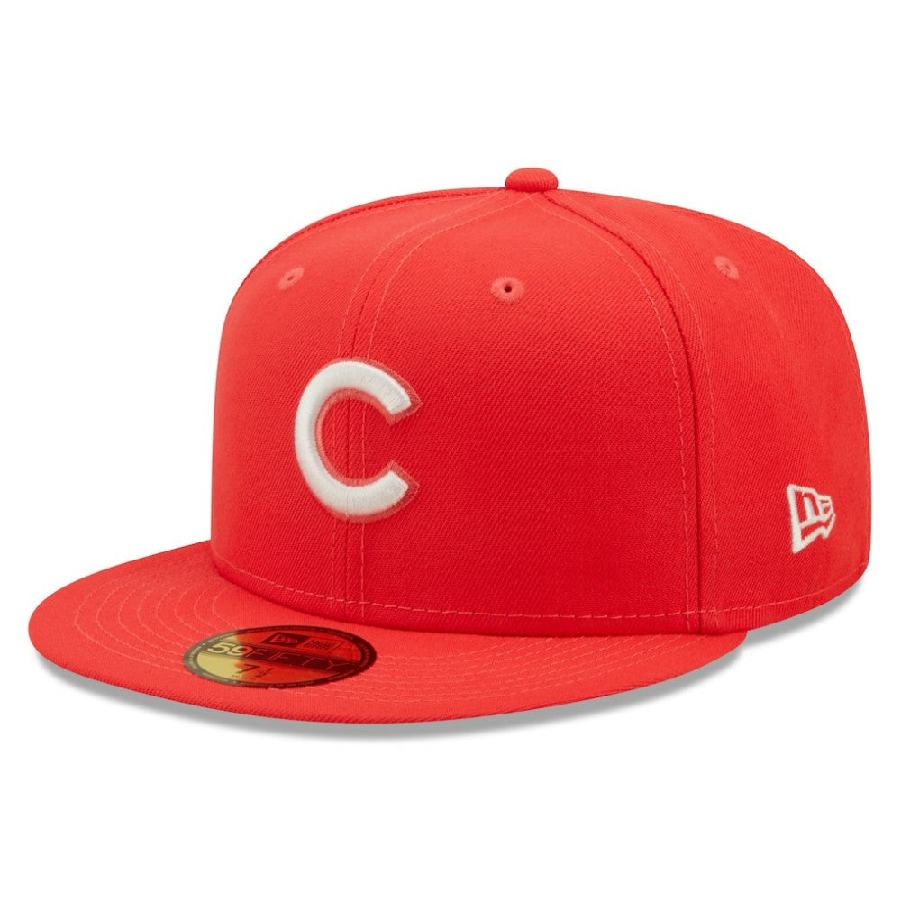 Red Chicago Cubs New Era Lava Highlighter Logo 59FIFTY Fitted Hat