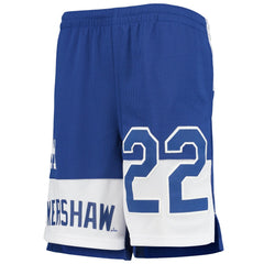 Royal Clayton Kershaw Los Angeles Dodgers Youth Pandemonium Name & Number Shorts