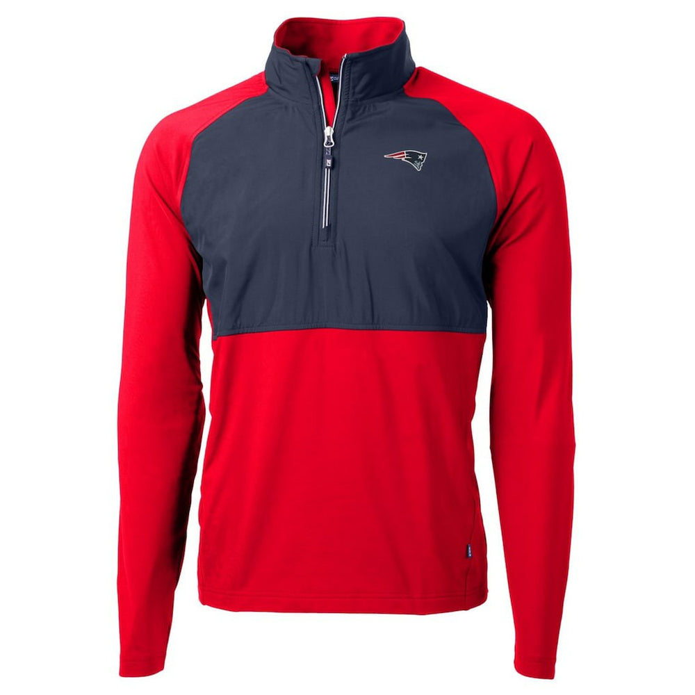 Cutter & Buck Adapt Eco Knit Hybrid Recycled Quarter-Zip Raglan Jacket - New England Patriots Jackets
