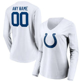 Women's Team Authentic Logo Personalized Name & Number V-Neck Long Sleeve T-Shirt - Indianapolis Colts T-shirts