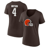 Deshaun Watson Women's Player Icon Name & Number V-Neck T-Shirt - Cleveland Browns T-shirts