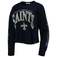 '47 Women's Skyler Parkway Cropped Long Sleeve T-Shirt - New Orleans Saints T-shirts