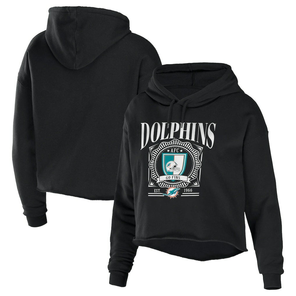 WEAR by Erin Andrews Women's Cropped Sponge Fleece Pullover Hoodie - Miami Dolphins Hoodies