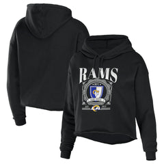 WEAR by Erin Andrews Women's Cropped Sponge Fleece Pullover Hoodie - Los Angeles Rams Hoodies