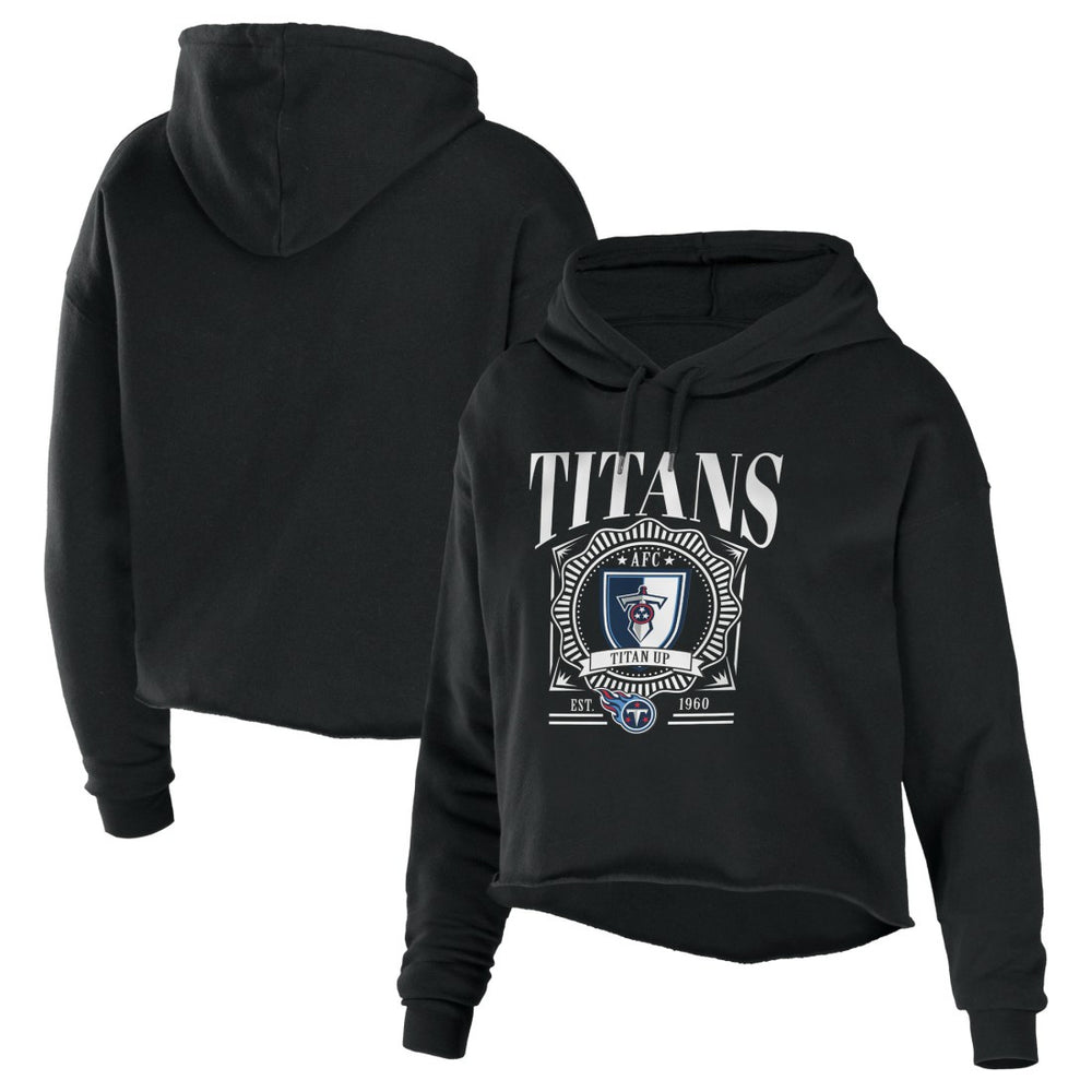 WEAR by Erin Andrews Women's Cropped Sponge Fleece Pullover Hoodie - Tennessee Titans Hoodies