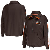 WEAR by Erin Andrews Women's Logo Stripe Half-Zip Top - Cleveland Browns Tops