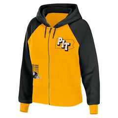 WEAR by Erin Andrews Women's Colorblock Lightweight Full-Zip Hoodie - Pittsburgh Steelers Hoodies