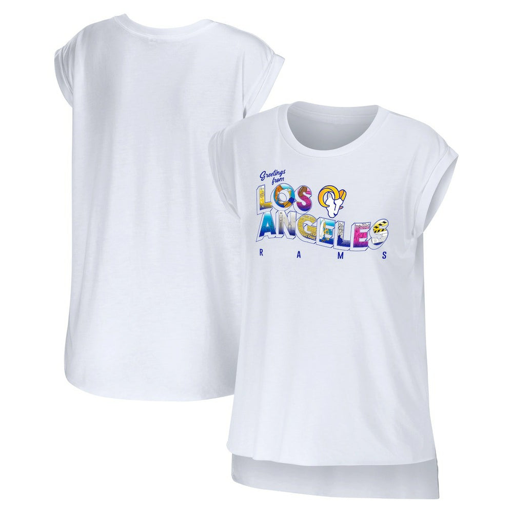 WEAR by Erin Andrews Women's Greetings From Muscle T-Shirt - Los Angeles Rams T-shirts
