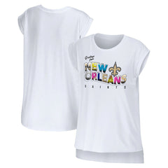 WEAR by Erin Andrews Women's Greetings From Muscle T-Shirt - New Orleans Saints T-shirts
