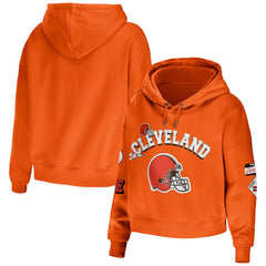 WEAR by Erin Andrews Women's Modest Cropped Pullover Hoodie - Cleveland Browns Hoodies