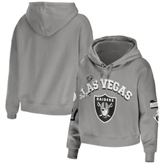 WEAR by Erin Andrews Women's Plus Size Modest Cropped Pullover Hoodie - Las Vegas Raiders Hoodies