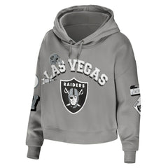 WEAR by Erin Andrews Women's Plus Size Modest Cropped Pullover Hoodie - Las Vegas Raiders Hoodies