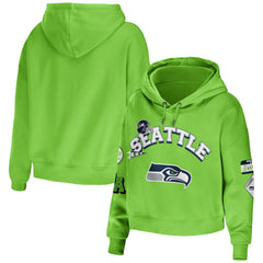 WEAR by Erin Andrews Women's Plus Size Modest Cropped Pullover Hoodie - Seattle Seahawks Hoodies