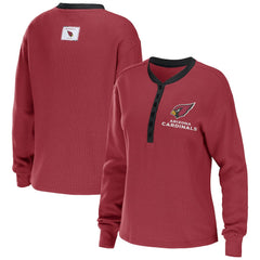 WEAR by Erin Andrews Women's Waffle Henley Long Sleeve T-Shirt - Arizona Cardinals T-shirts