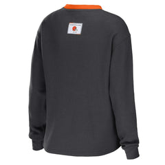 WEAR by Erin Andrews Women's Waffle Henley Long Sleeve T-Shirt - Cleveland Browns T-shirts