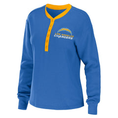WEAR by Erin Andrews Women's Waffle Henley Long Sleeve T-Shirt - Los Angeles Chargers T-shirts