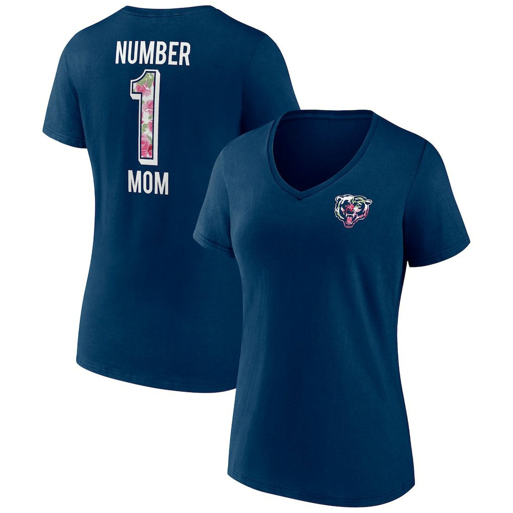 Women's Plus Size Mother's Day #1 Mom V-Neck T-Shirt - Chicago Bears T-shirts