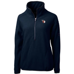 Navy Cleveland Guardians Cutter & Buck Women's Cascade Eco Sherpa Fleece Quarter-Zip Pullover Jacket
