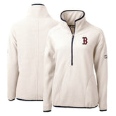 White/Navy Boston Red Sox Cutter & Buck Women's Cascade Eco Sherpa Fleece Quarter-Zip Pullover Jacket