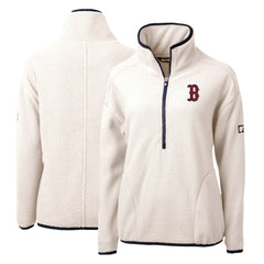 White/Navy Boston Red Sox Cutter & Buck Women's Cascade Eco Sherpa Fleece Quarter-Zip Pullover Jacket