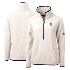 White/Navy Detroit Tigers Cutter & Buck Women's Cascade Eco Sherpa Fleece Quarter-Zip Pullover Jacket