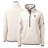 White/Navy Philadelphia Phillies Cutter & Buck Women's Cascade Eco Sherpa Fleece Quarter-Zip Pullover Jacket