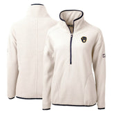 White/Navy Milwaukee Brewers Cutter & Buck Women's Cascade Eco Sherpa Fleece Quarter-Zip Pullover Jacket