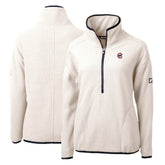 White/Navy Chicago Cubs Cutter & Buck Women's Cascade Eco Sherpa Fleece Quarter-Zip Pullover Jacket