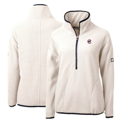 White/Navy Chicago Cubs Cutter & Buck Women's Cascade Eco Sherpa Fleece Quarter-Zip Pullover Jacket