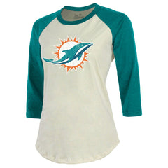 Tyreek Hill Majestic Threads Vintage Player Name & Number Raglan 3/4-Sleeve T-Shirt - Miami Dolphins T-shirts