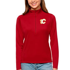 NHL Calgary Flames Antigua Women's Tribute Quarter-Zip Pullover Top