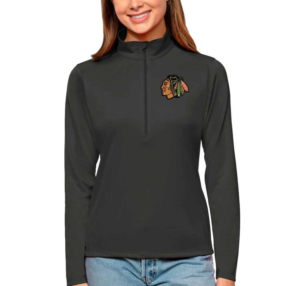 NHL Chicago Blackhawks Antigua Women's Tribute Quarter-Zip Pullover Top