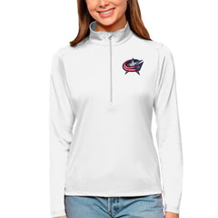 NHL Columbus Blue Jackets Antigua Women's Tribute Quarter-Zip Pullover Top