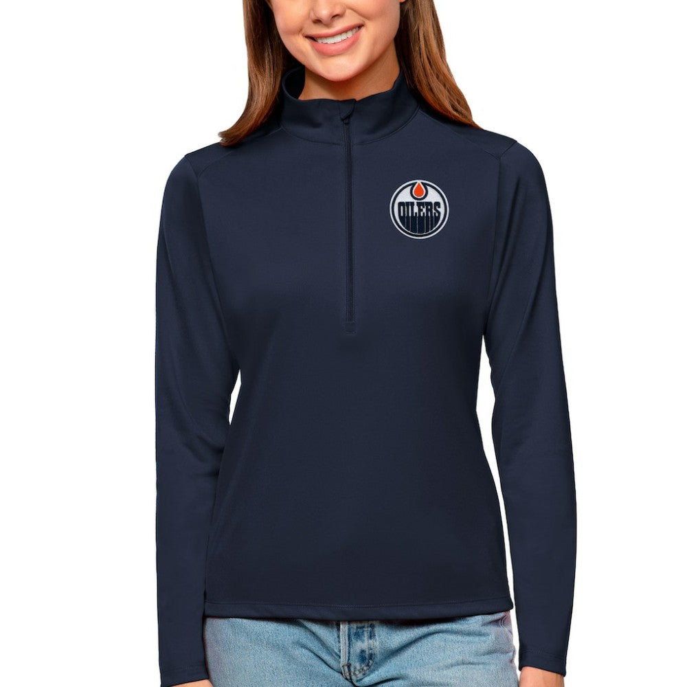 NHL Edmonton Oilers Antigua Women's Tribute Quarter-Zip Pullover Top