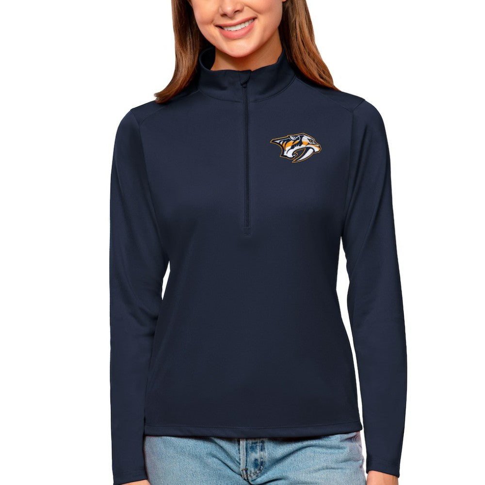 NHL Nashville Predators Antigua Women's Tribute Quarter-Zip Pullover Top
