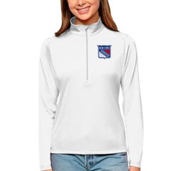 NHL New York Rangers Antigua Women's Tribute Quarter-Zip Pullover Top