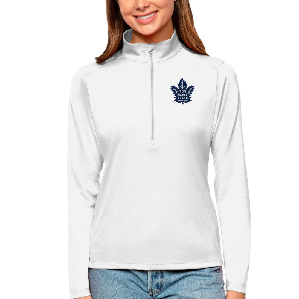 NHL Toronto Maple Leafs Antigua Women's Tribute Quarter-Zip Pullover Top