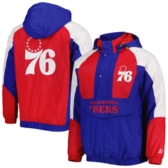 Philadelphia 76ers Starter Body Check Raglan Hoodie Half-Zip Jacket