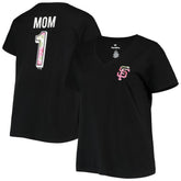 Black San Francisco Giants Women's Plus Size #1 Mom 2-Hit V-Neck T-Shirt