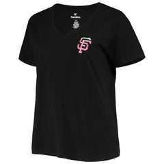 Black San Francisco Giants Women's Plus Size #1 Mom 2-Hit V-Neck T-Shirt