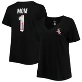 Black Chicago White Sox Women's Plus Size #1 Mom 2-Hit V-Neck T-Shirt