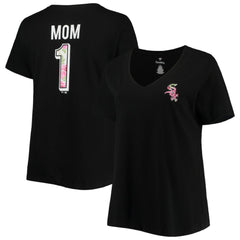 Black Chicago White Sox Women's Plus Size #1 Mom 2-Hit V-Neck T-Shirt