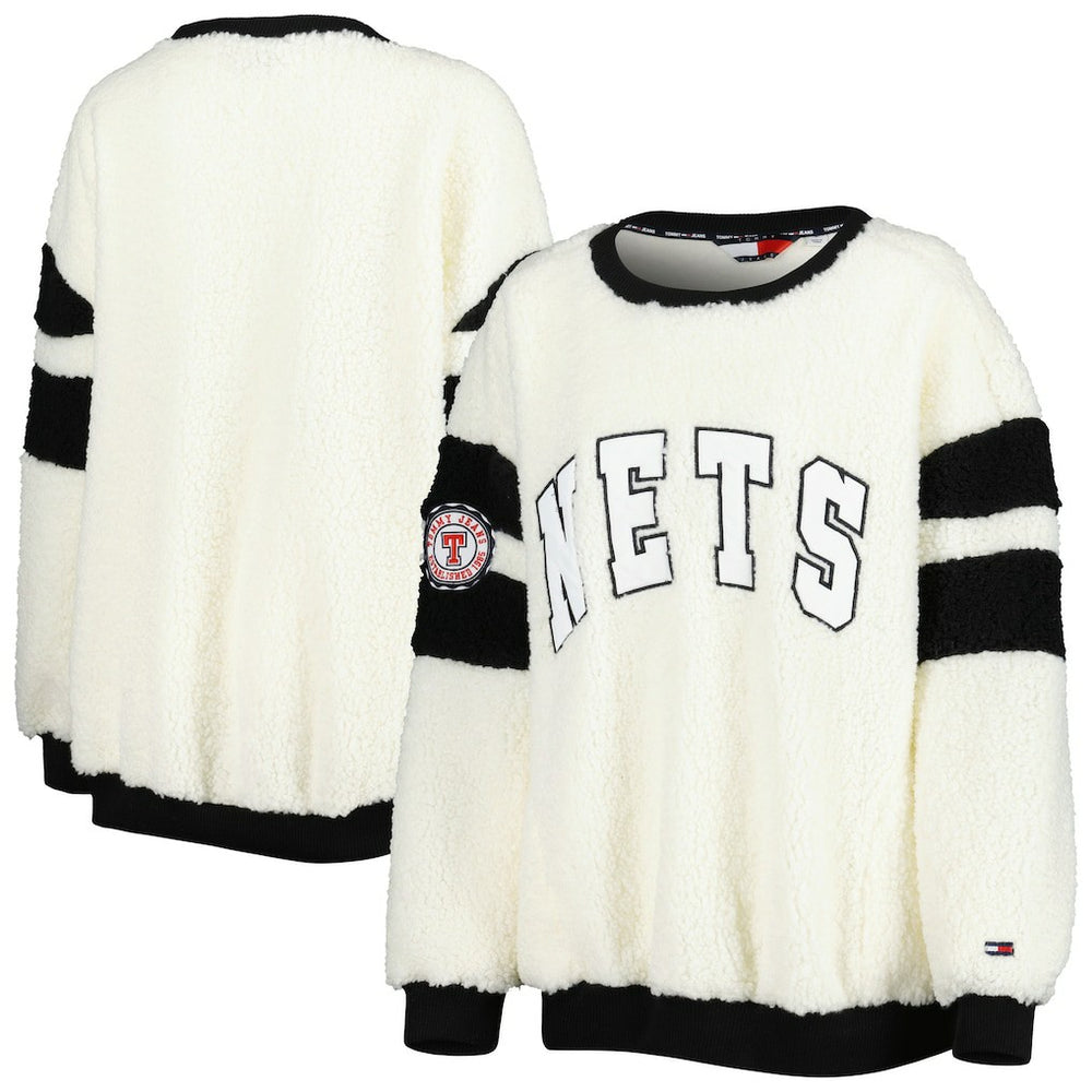 Brooklyn Nets Tommy Jeans Women's Mindy Sherpa Pullover Sweatshirt