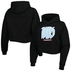 Philadelphia 76ers Lusso Women's Layla World Tour Cropped Pullover Hoodie